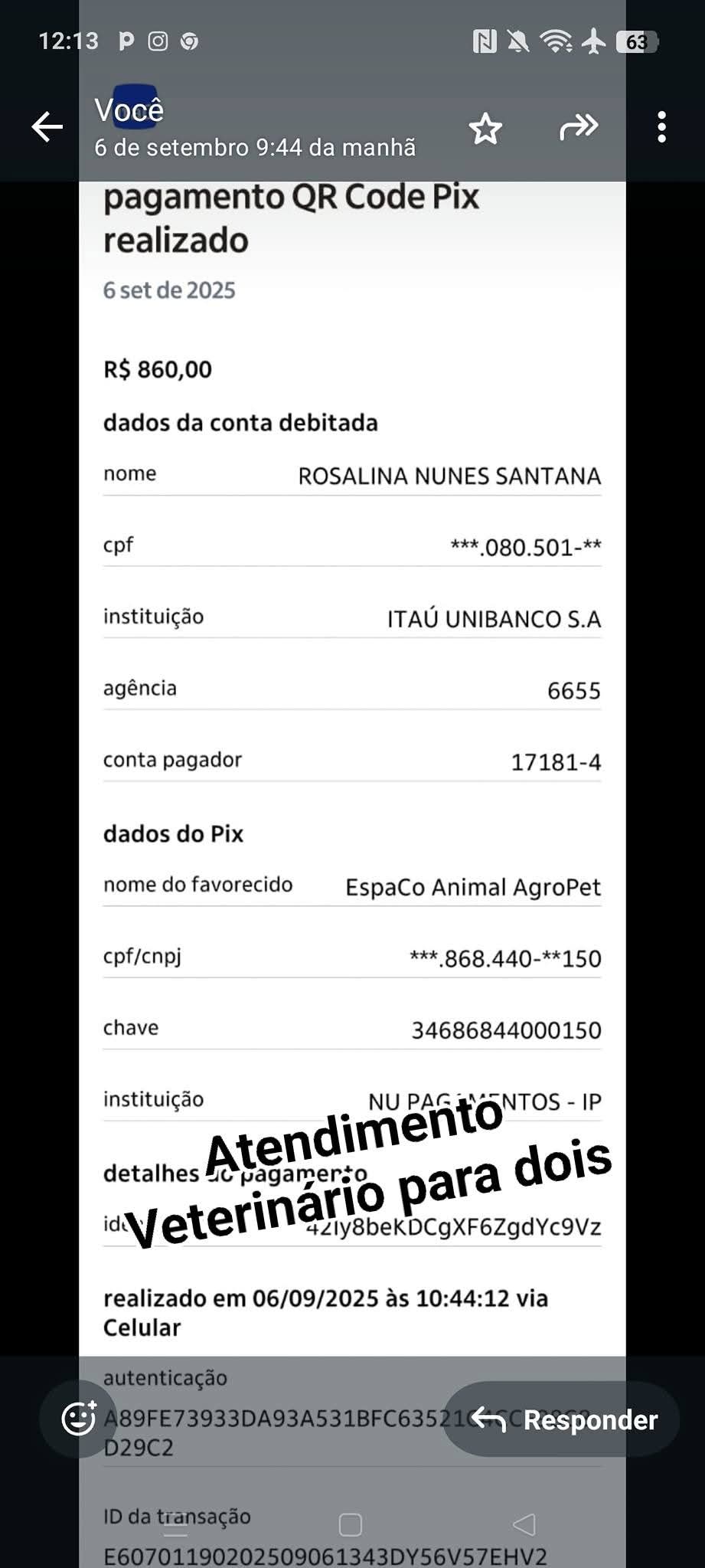 comprovante de pagamento